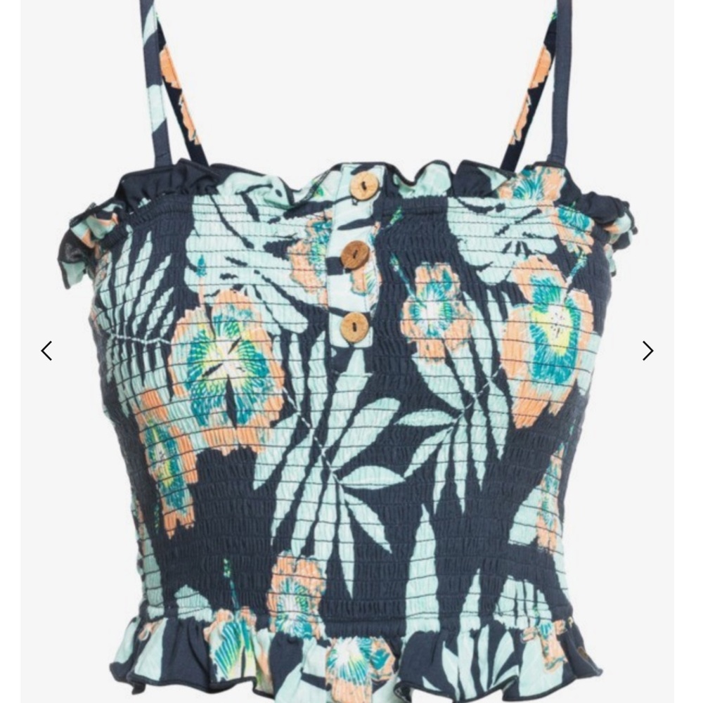 M / EUC Roxy Smocked Secret Sister Strappy Top